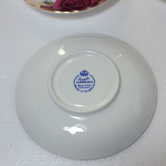 Royale Garden Staffordshire Fine Bone China Teacups and Saucers - Picture 4 of 7